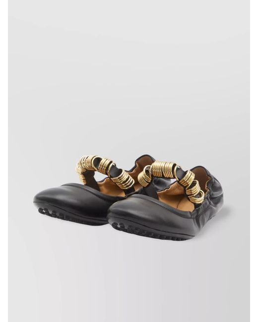 Tod's Black Leather Ballet Flats With Eyelets