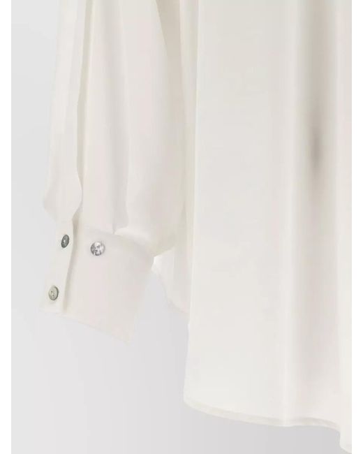 DI.LA3 PARI' Natural Bonton Shirt Bow Detail High Low Hem