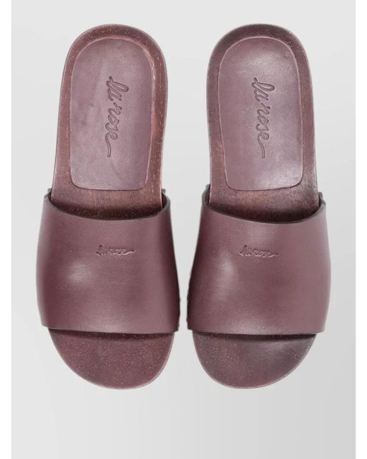 LA ROSE Purple Leather Flat Sandals Open Toe Design