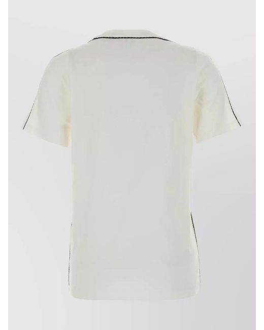 Loewe White Cotton Crew Neck T Shirt Embroidered Pocket