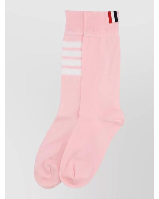 Thom Browne Pink Lingerie Mid Calf Length Ribbed Cuff Stripes