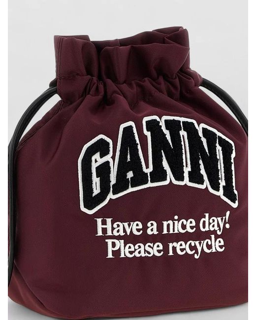 Ganni Red Na Recycled Polyamide Bucket Bag