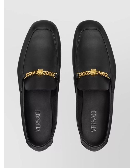 Versace Black Leather Medusa Loafers for men