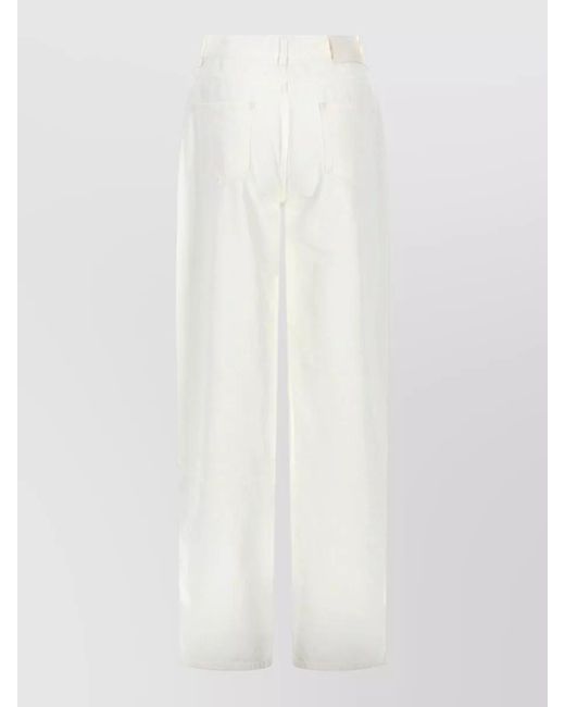 Loulou de Saison White Cotton Regular-Fit Straight-Leg Jeans