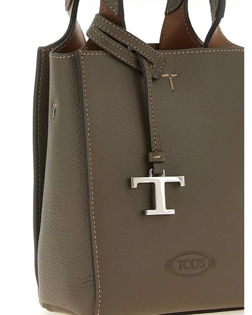 Tod's Brown T Timeless Micro Leather Tote Bag