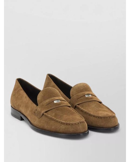 Tory Burch White Suede Penny Loafers