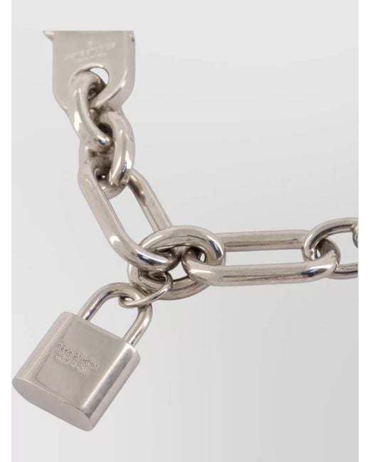 Acne White Brass Chunky Chain Bracelet Padlock Detail for men