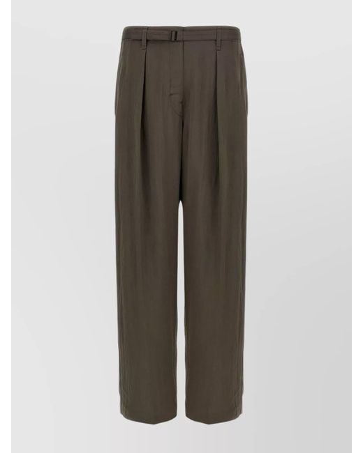 Lemaire Green Belted Relaxed-Fit Trousers for men