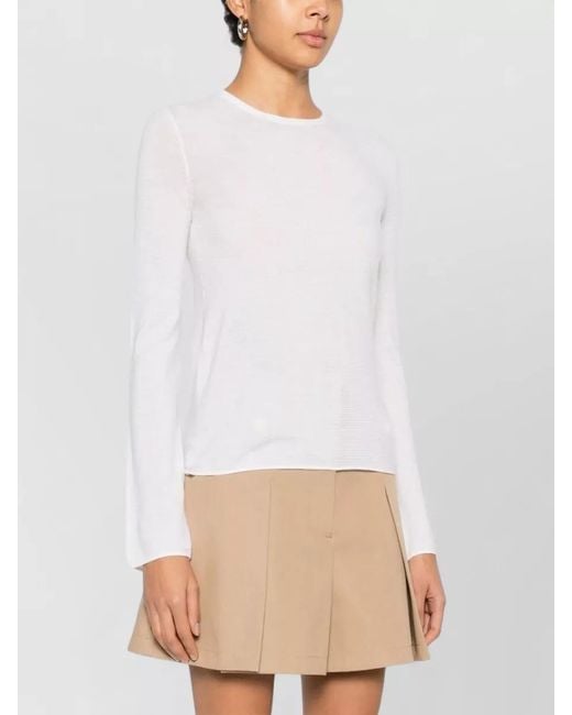 Lisa Yang White Georgie Cashmere Sweater Round Neck Ribbed