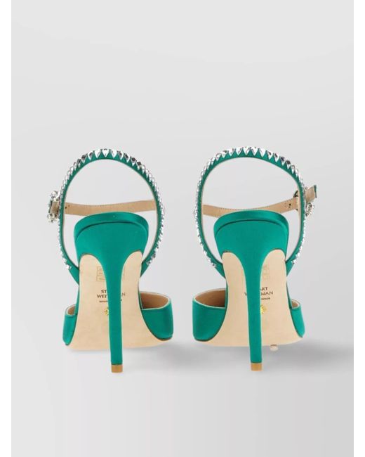 Stuart Weitzman Blue Gemcut 100 Ankle Strap Pumps
