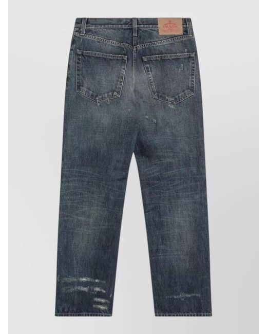 Prada Blue Denim Pants Belt Loops Five Pocket Design