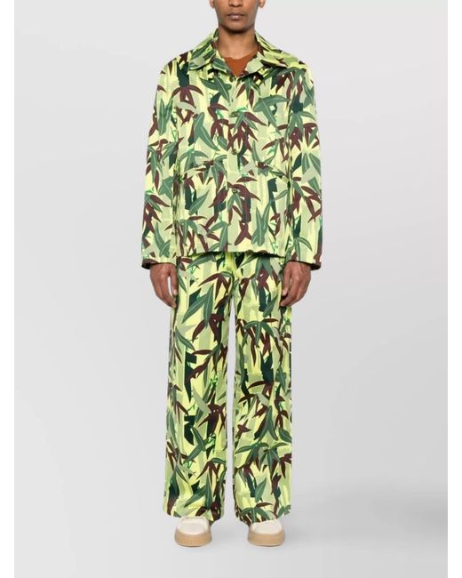 KENZO Green Logo Print Shirt Jacket for men