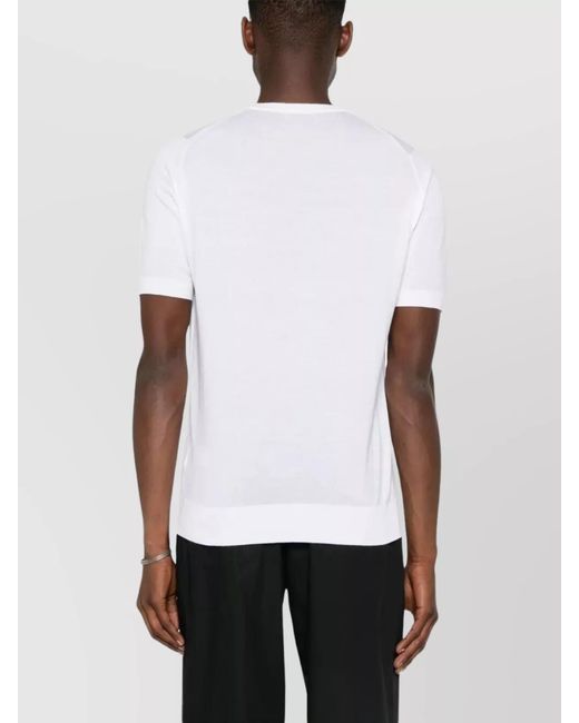 John Smedley White Fine Knit Cotton T-Shirt Kempton for men