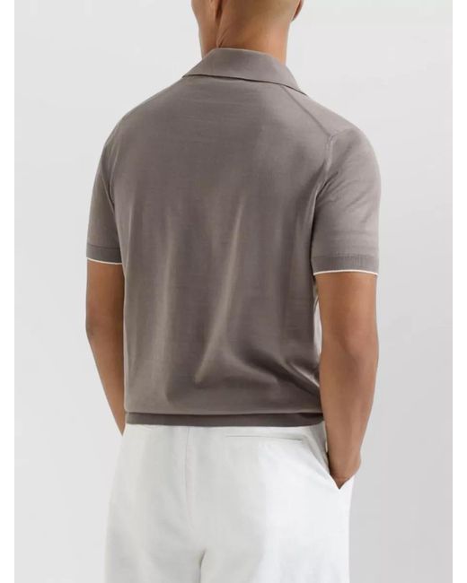 Brunello Cucinelli Gray Cotton Short-Sleeve Polo Shirt for men