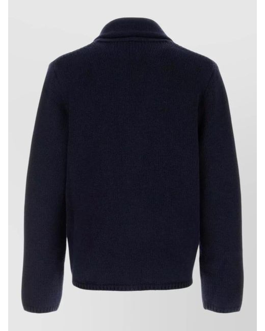 The Row Blue Cashmere Cotton Shawl Collar Cardigan for men