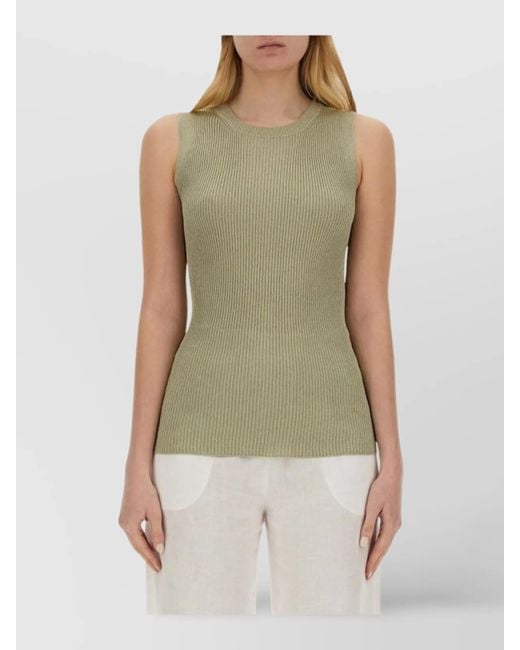 Fabiana Filippi Green Fine-Knit Tank Top