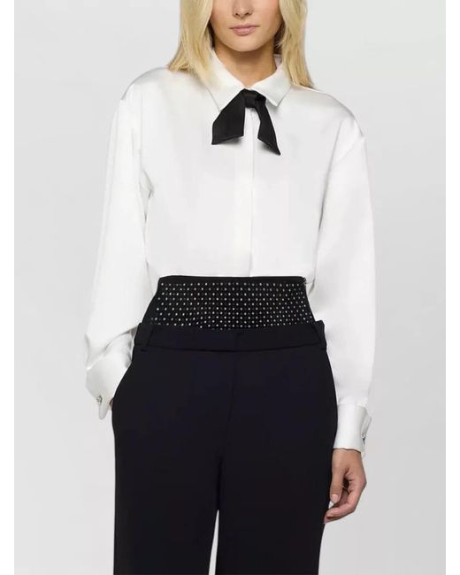 SIMONA CORSELLINI White Shirt Bow Detail Long Sleeves Open Back