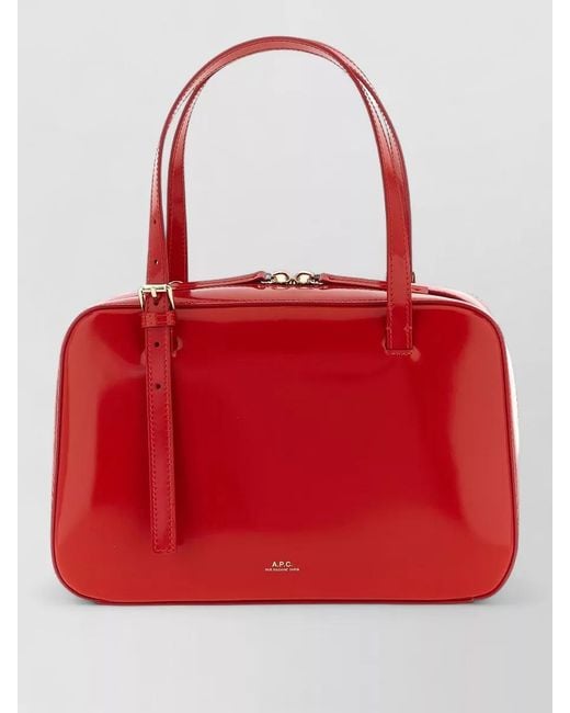 A.P.C. Red Virginie Box Shoulder Bag Adjustable Strap