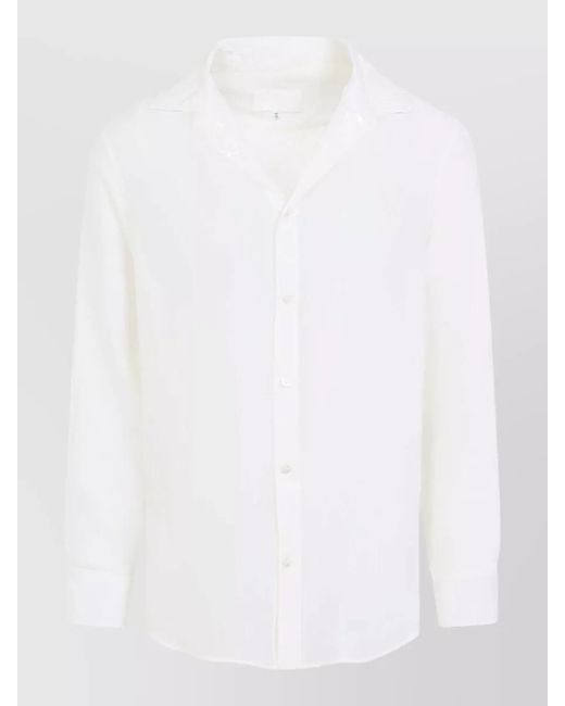 Maison Margiela White Silk Shirt Long Sleeves Tape Detail Collar for men