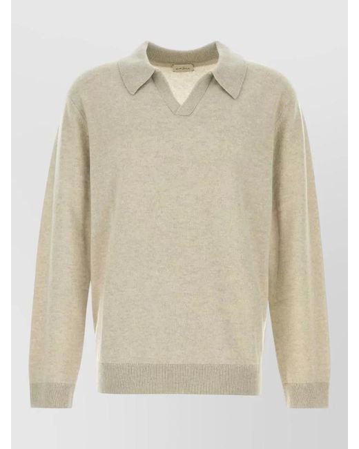 LeKasha Natural Cashmere Gibson Sweater Ribbed Cuffs Hem for men