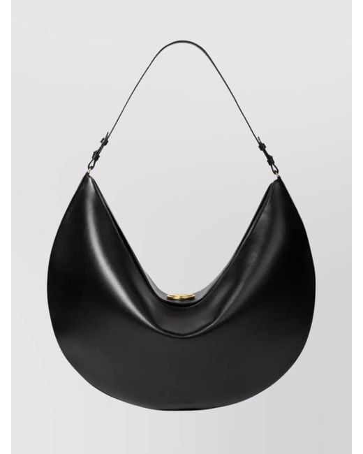 Jacquemus Black Curved Half-Moon Leather Shoulder Bag