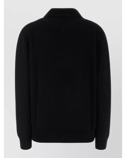 The Row Black Cashmere Oashi Knit Polo Shirt