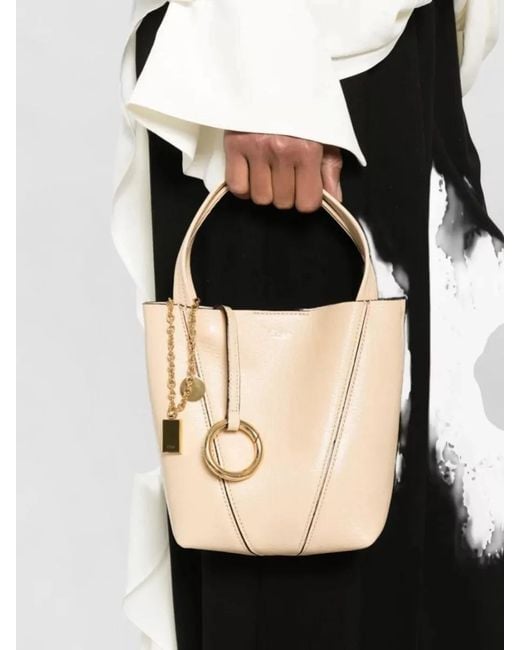 Chloé Natural Small Leather Spin Bucket Shoulder Bag