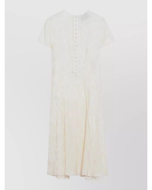 Prada White Dress Midi Length Short Sleeves Buttons