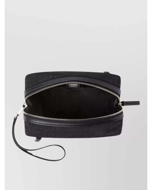 Fendi Black Small Ff Clutch Bag Adjustable Strap for men