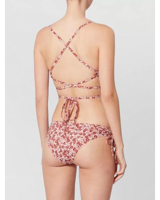 Isabel Marant Pink Strappy Bikini Top Floral Pattern Adjustable