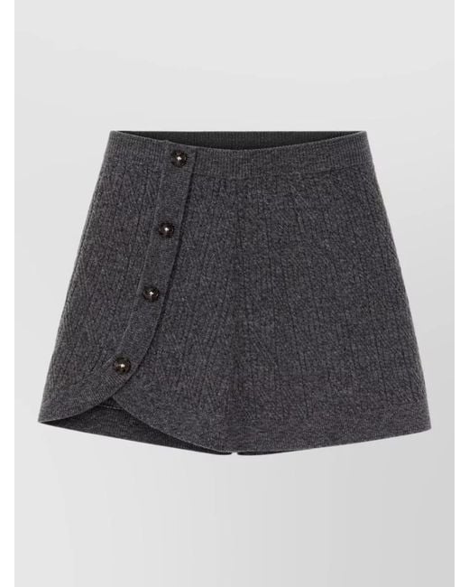 THE GARMENT Gray Como Miniskirt Asymmetrical Hem Buttons