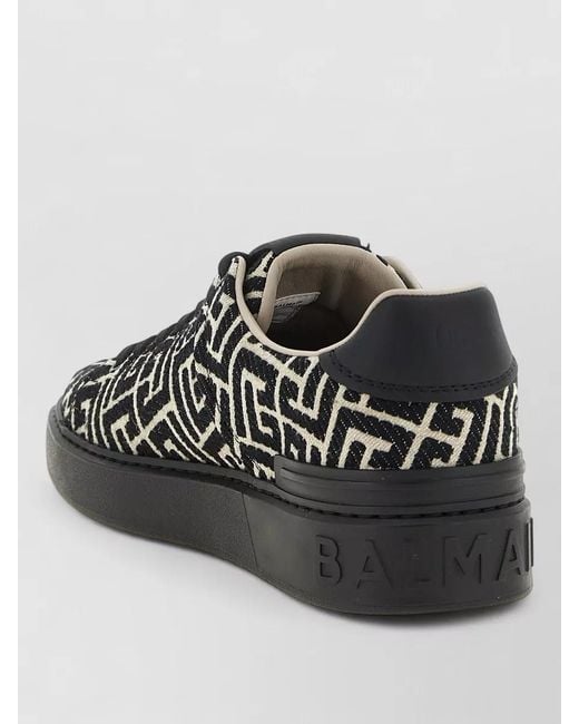 Balmain Black B Court Low Top Lace Up Sneakers for men