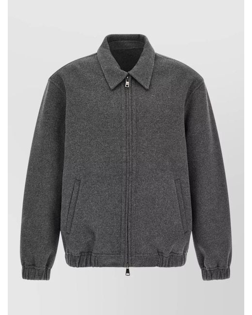 Giorgio Brato Gray Cashmere Wool Jacket Collared Elastic Hem for men