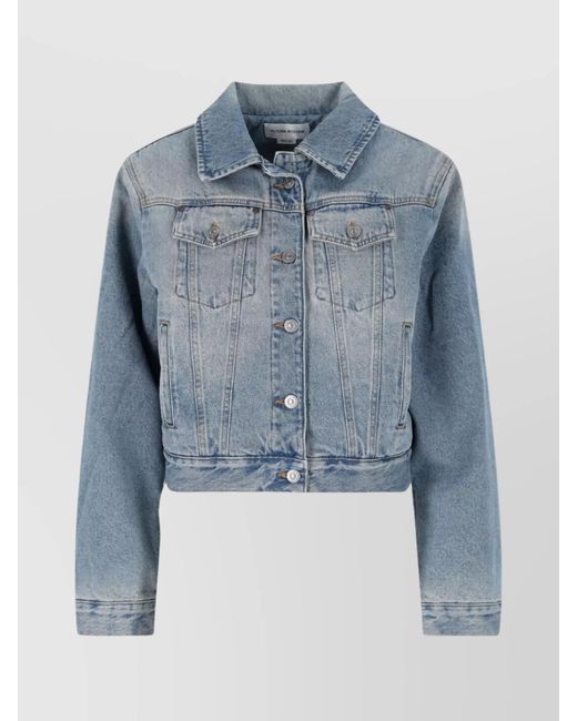 Victoria Beckham Blue Denim Cropped Jacket