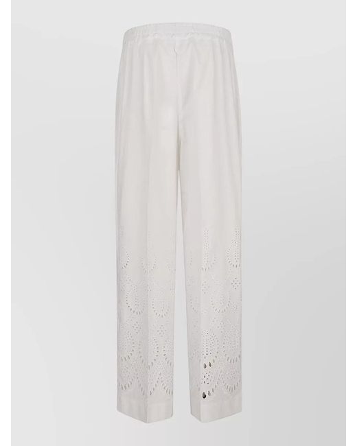 P.A.R.O.S.H. White Cotton High-Rise Wide-Leg Trousers