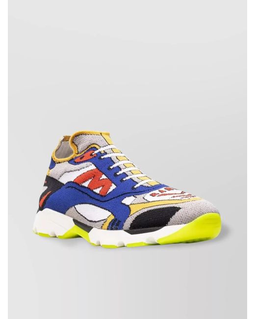 Marni Blue Printed Knit Slip-On Sneakers for men