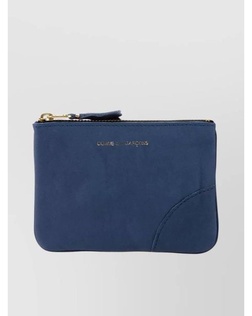 Comme des Garçons Blue Crinkled Leather Pouch