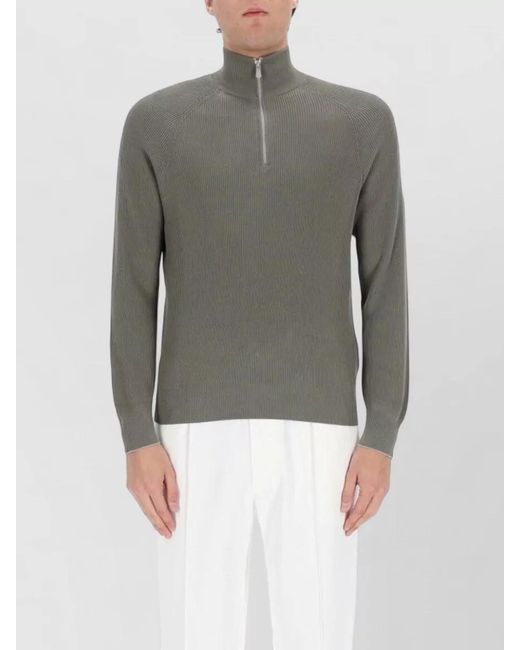 Brunello Cucinelli Gray Cotton Zip Shirt for men