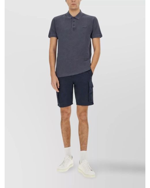Woolrich Blue Utility Cargo Shorts With Multiple Pockets for men