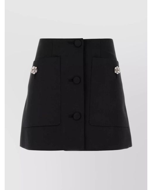 Prada Black Virgin Wool Mini Skirt
