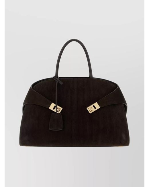Ferragamo Black Medium Hug Handbag Structured Shape