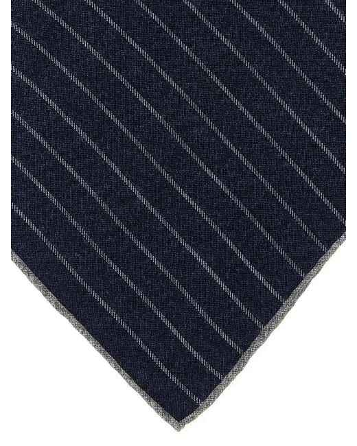 Brunello Cucinelli Blue Double Face Wool Square Scarf Layering for men