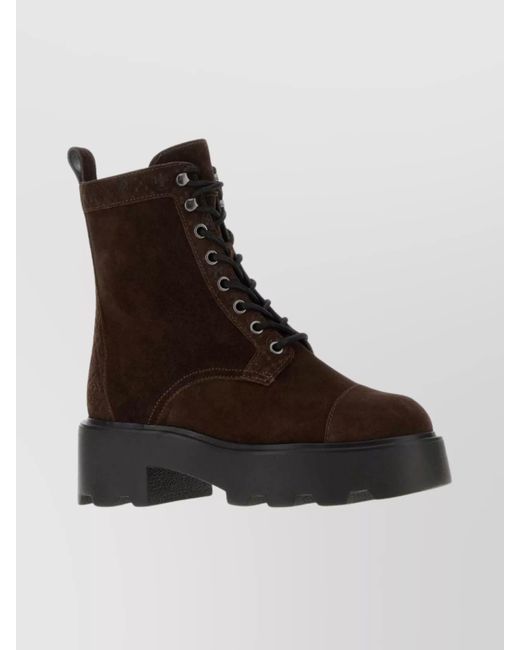 Tory Burch Brown Ankle Boots With Round Toe And Chunky Sole