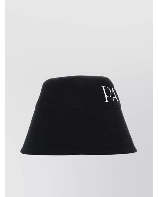 Patou Black Cotton Logo Print Bucket Hat