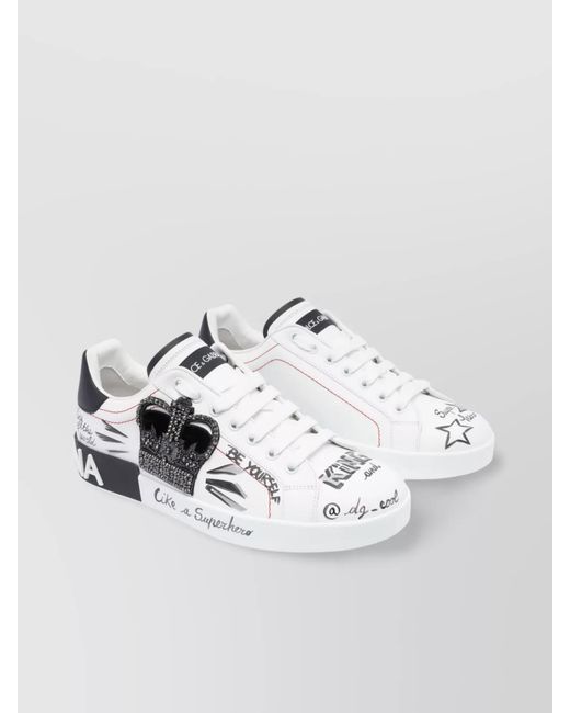 Dolce & Gabbana Metallic Leather Low-Top Sneakers for men