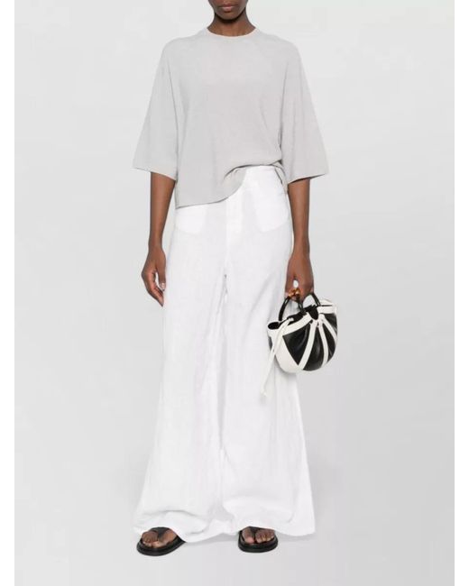 Fabiana Filippi White Relaxed Crew Neck Lightweight Knit Top