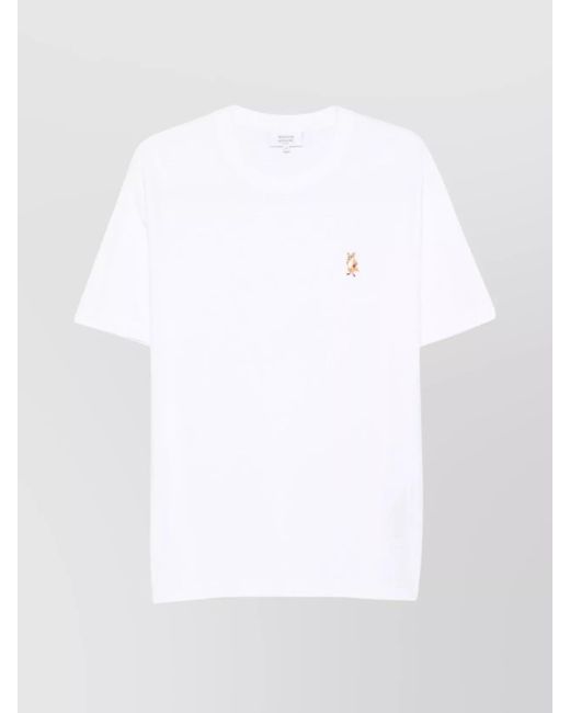 Maison Kitsuné White Cotton Printed T-Shirt for men