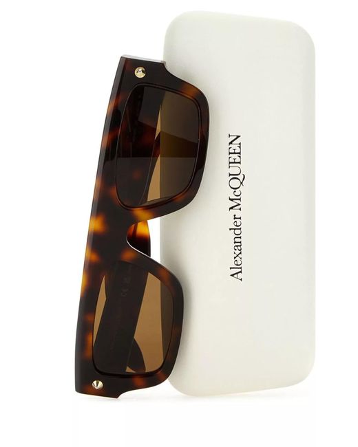 McQueen Brown Acetate Square Sunglasses