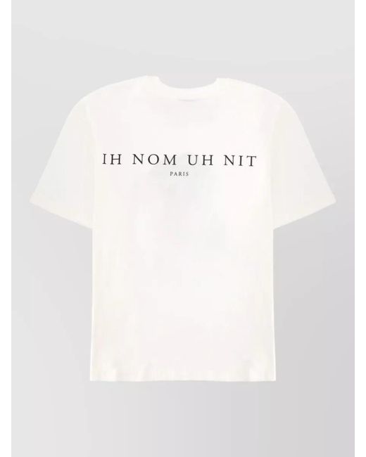 Ih Nom Uh Nit White Graphic Print Crew Neck Short Sleeve T-Shirt for men