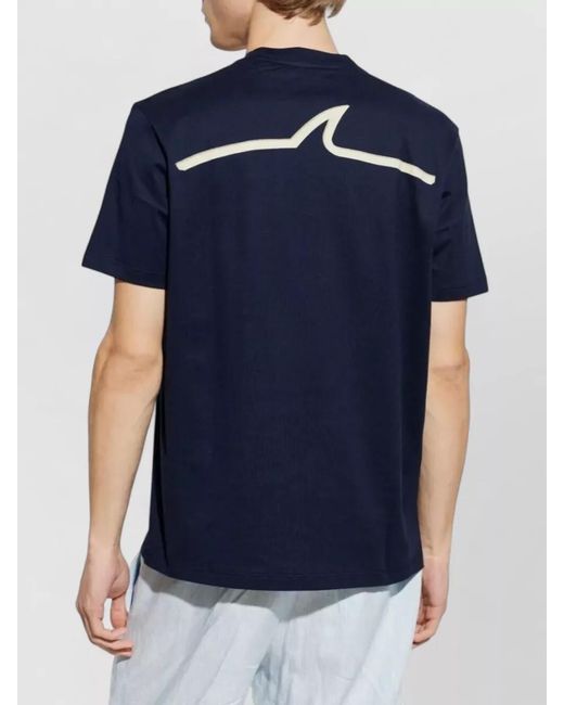 Paul & Shark Blue Logo Cotton T Shirt Crew Neck for men
